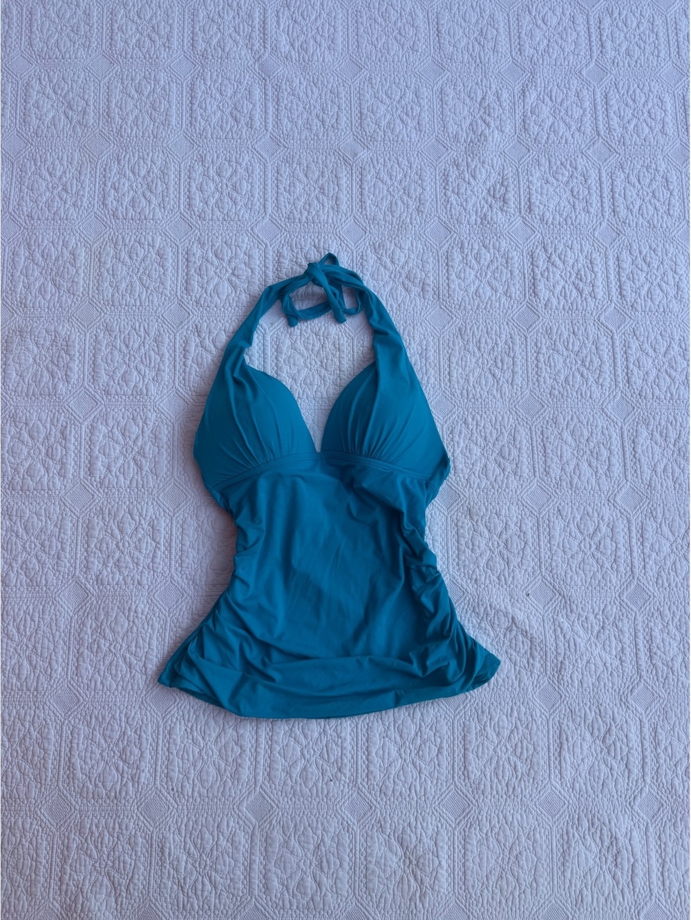 APT. 9 Women's Teal Halter Tankini Swimsuit Top Size 10 Nylon Spandex